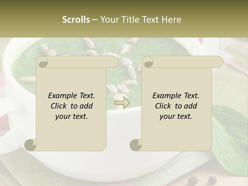A White Bowl Filled With A Green Soup PowerPoint Template