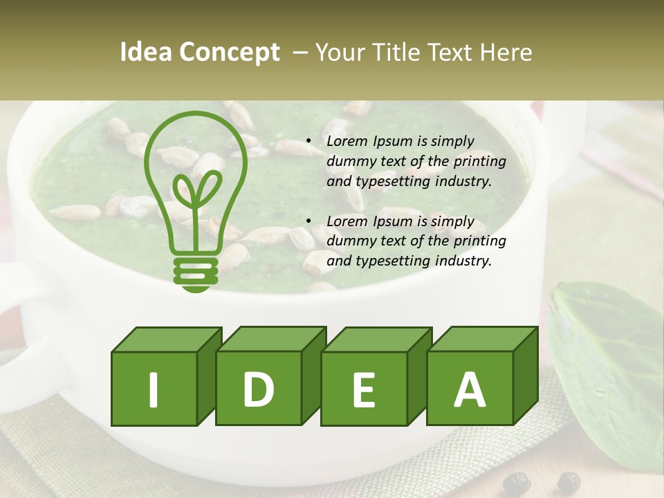 A White Bowl Filled With A Green Soup PowerPoint Template