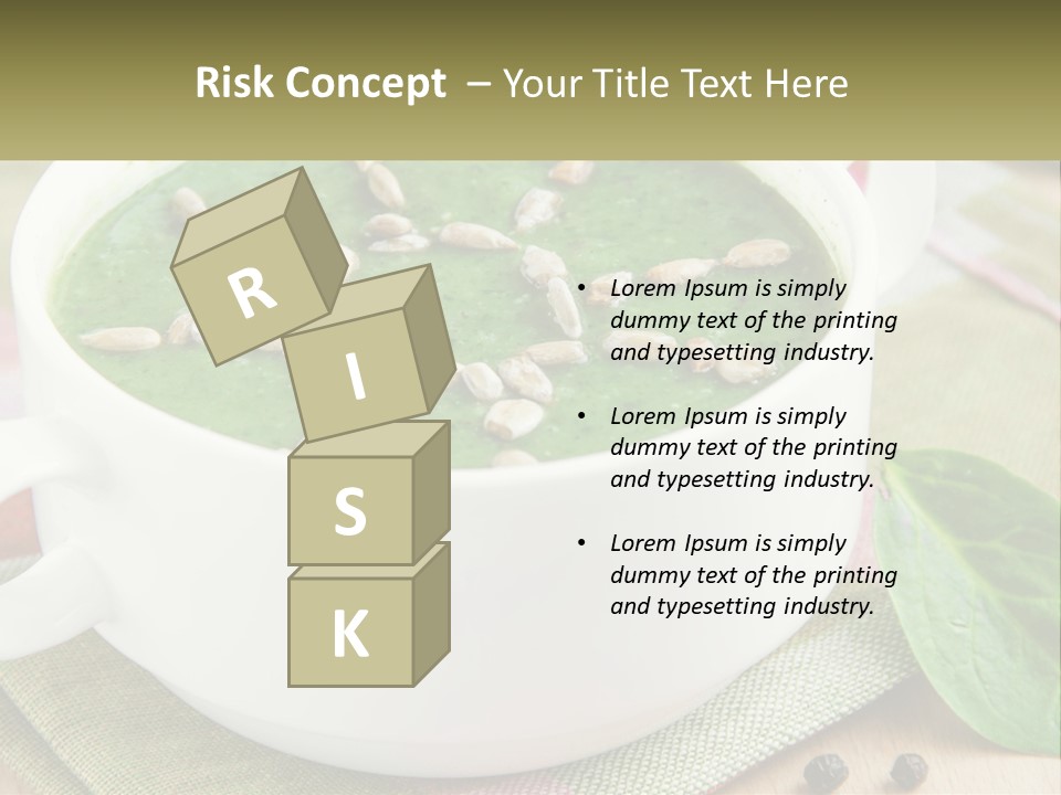 A White Bowl Filled With A Green Soup PowerPoint Template