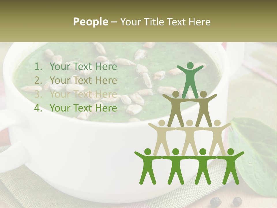 A White Bowl Filled With A Green Soup PowerPoint Template