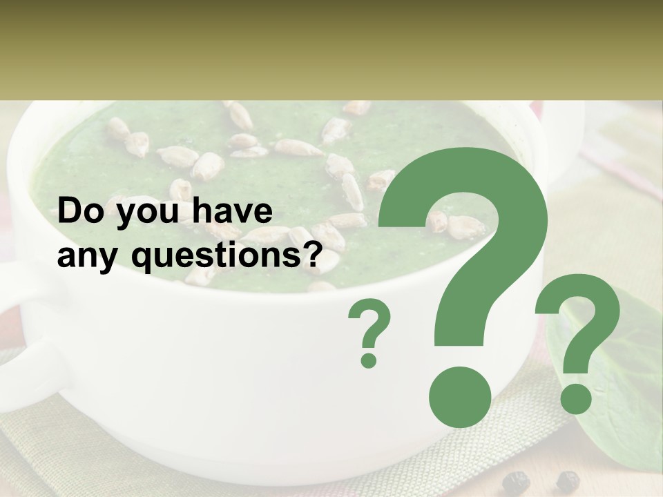 A White Bowl Filled With A Green Soup PowerPoint Template