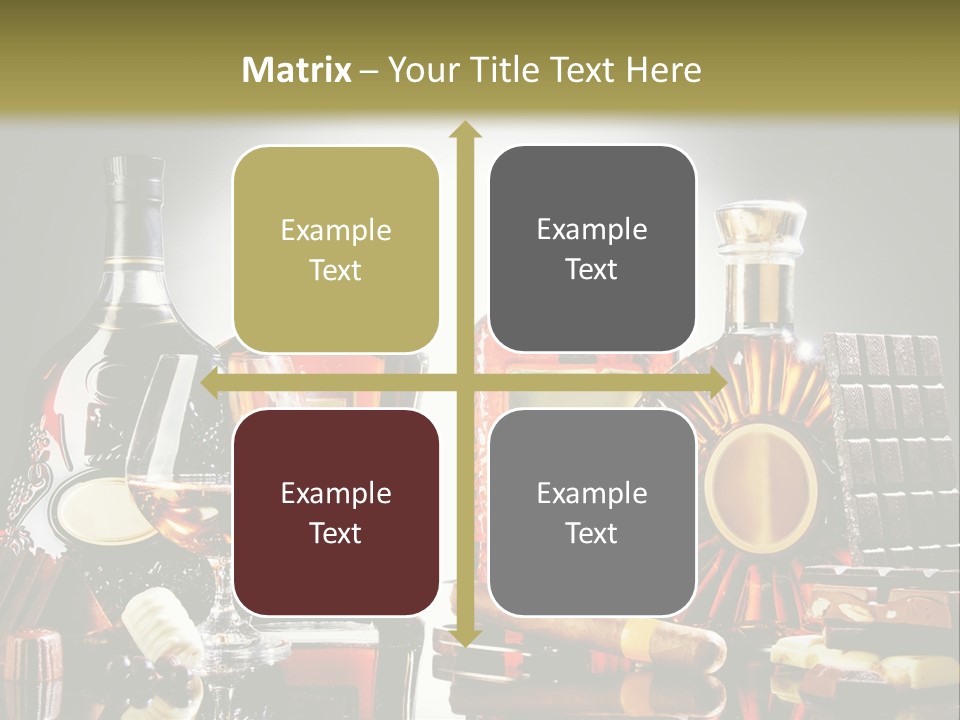 A Group Of Liquor Bottles And A Glass On A Table PowerPoint Template