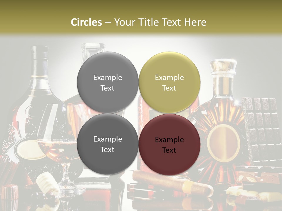 A Group Of Liquor Bottles And A Glass On A Table PowerPoint Template