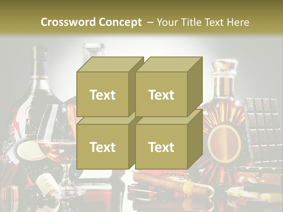 A Group Of Liquor Bottles And A Glass On A Table PowerPoint Template