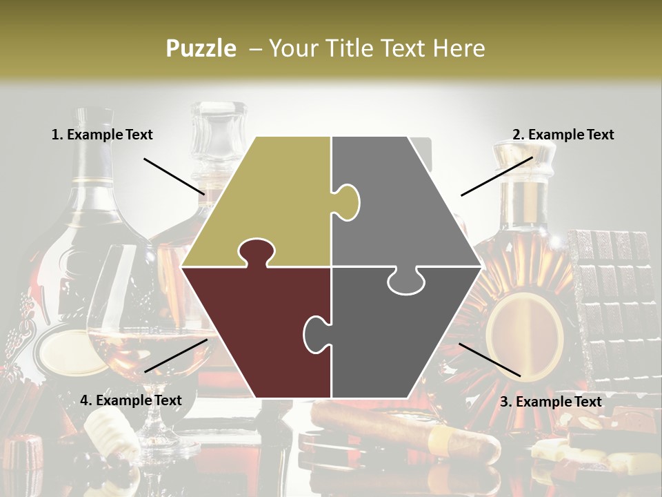 A Group Of Liquor Bottles And A Glass On A Table PowerPoint Template