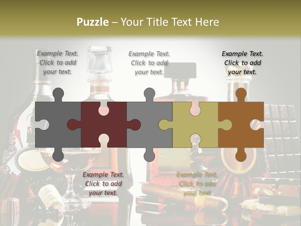 A Group Of Liquor Bottles And A Glass On A Table PowerPoint Template