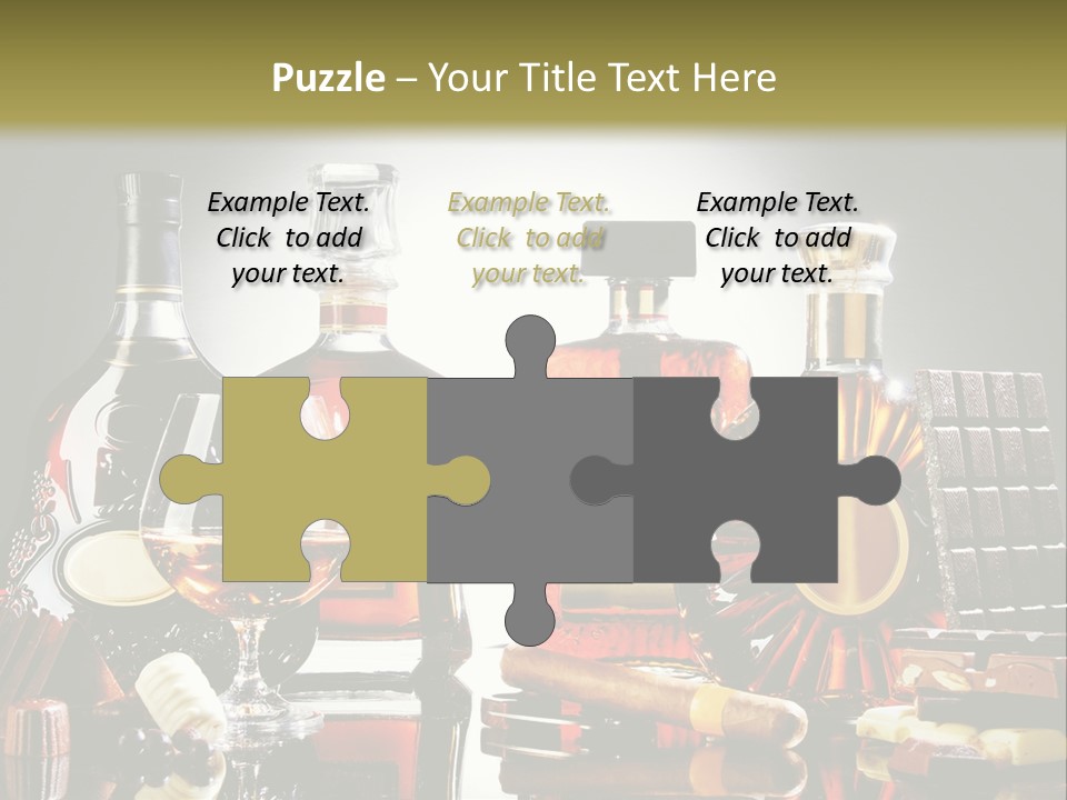 A Group Of Liquor Bottles And A Glass On A Table PowerPoint Template