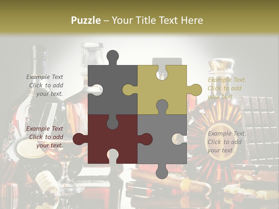 A Group Of Liquor Bottles And A Glass On A Table PowerPoint Template