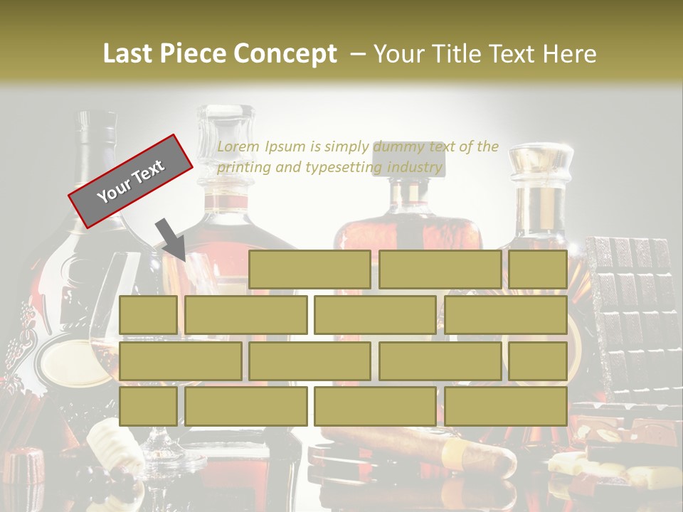 A Group Of Liquor Bottles And A Glass On A Table PowerPoint Template