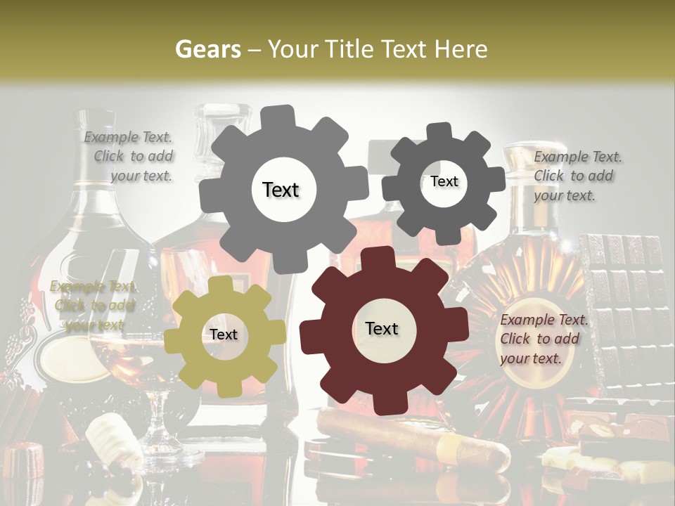 A Group Of Liquor Bottles And A Glass On A Table PowerPoint Template