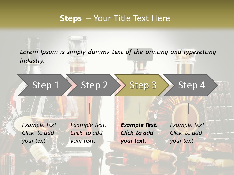 A Group Of Liquor Bottles And A Glass On A Table PowerPoint Template
