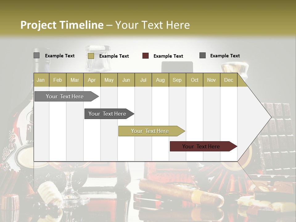 A Group Of Liquor Bottles And A Glass On A Table PowerPoint Template