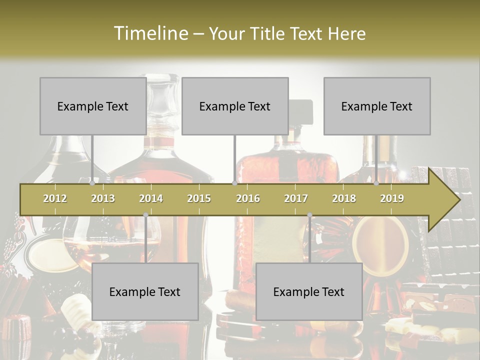 A Group Of Liquor Bottles And A Glass On A Table PowerPoint Template