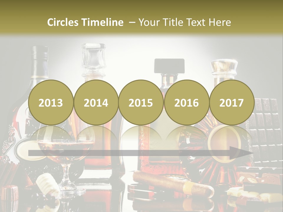 A Group Of Liquor Bottles And A Glass On A Table PowerPoint Template