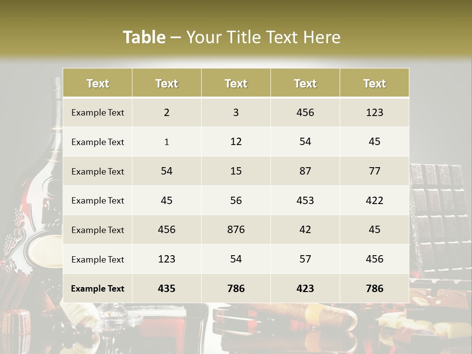 A Group Of Liquor Bottles And A Glass On A Table PowerPoint Template