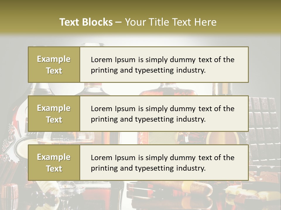 A Group Of Liquor Bottles And A Glass On A Table PowerPoint Template