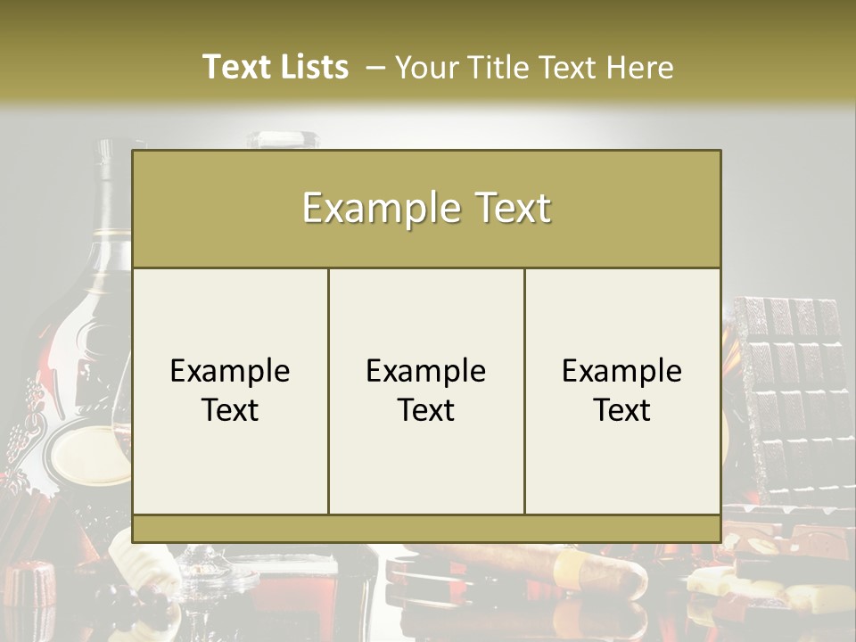 A Group Of Liquor Bottles And A Glass On A Table PowerPoint Template