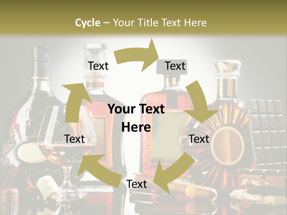 A Group Of Liquor Bottles And A Glass On A Table PowerPoint Template