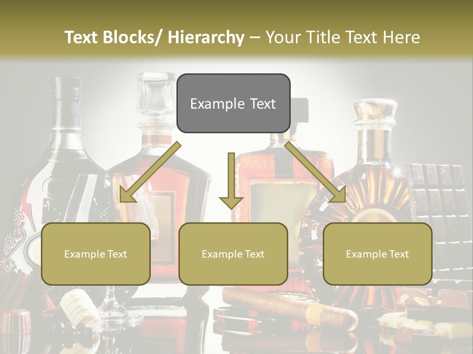 A Group Of Liquor Bottles And A Glass On A Table PowerPoint Template