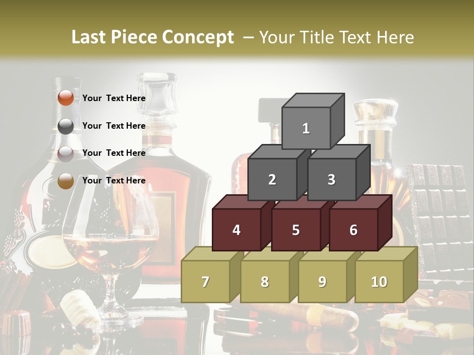 A Group Of Liquor Bottles And A Glass On A Table PowerPoint Template