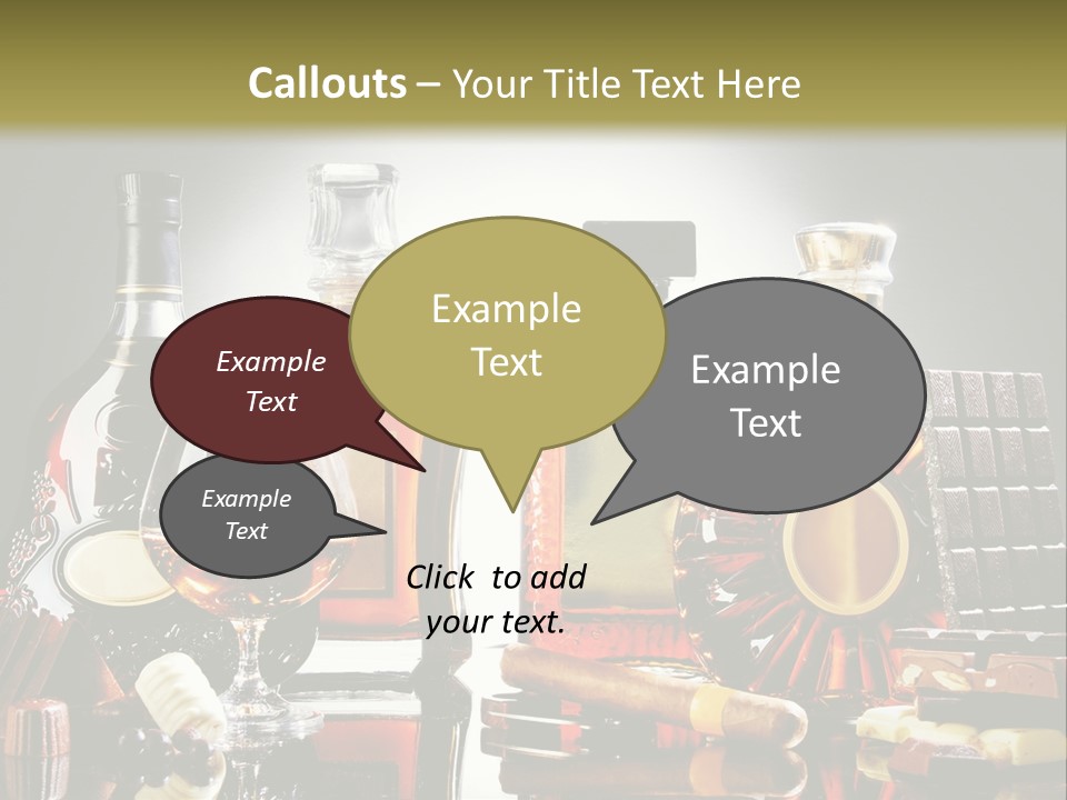 A Group Of Liquor Bottles And A Glass On A Table PowerPoint Template