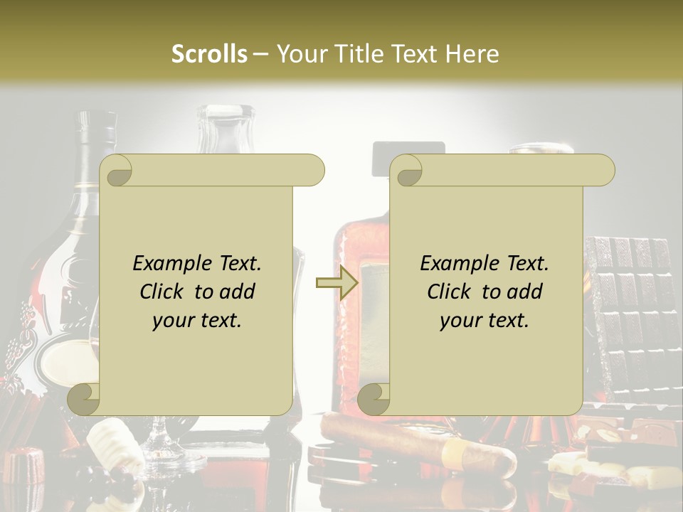 A Group Of Liquor Bottles And A Glass On A Table PowerPoint Template
