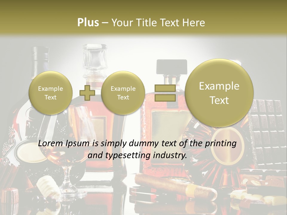 A Group Of Liquor Bottles And A Glass On A Table PowerPoint Template