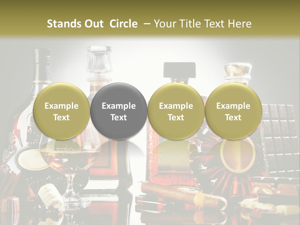 A Group Of Liquor Bottles And A Glass On A Table PowerPoint Template