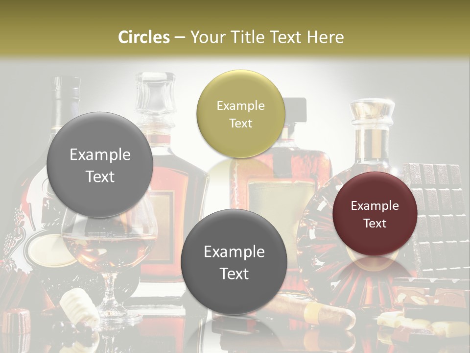 A Group Of Liquor Bottles And A Glass On A Table PowerPoint Template