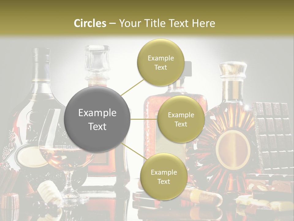 A Group Of Liquor Bottles And A Glass On A Table PowerPoint Template