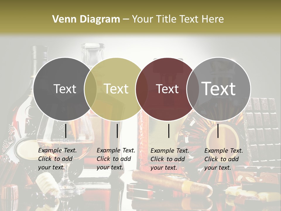 A Group Of Liquor Bottles And A Glass On A Table PowerPoint Template