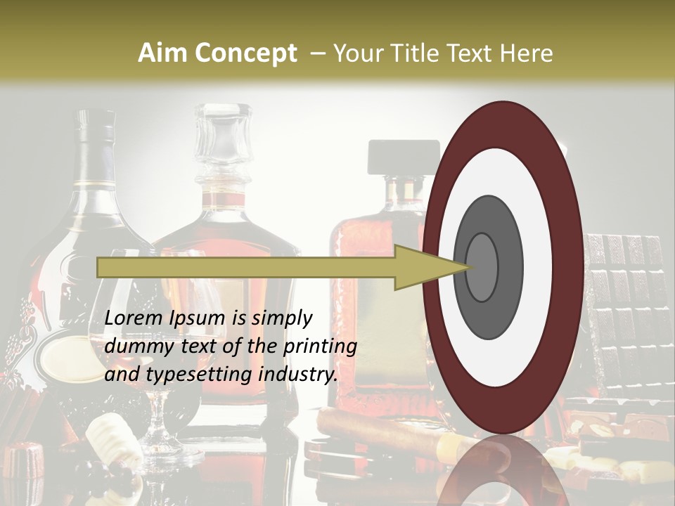 A Group Of Liquor Bottles And A Glass On A Table PowerPoint Template