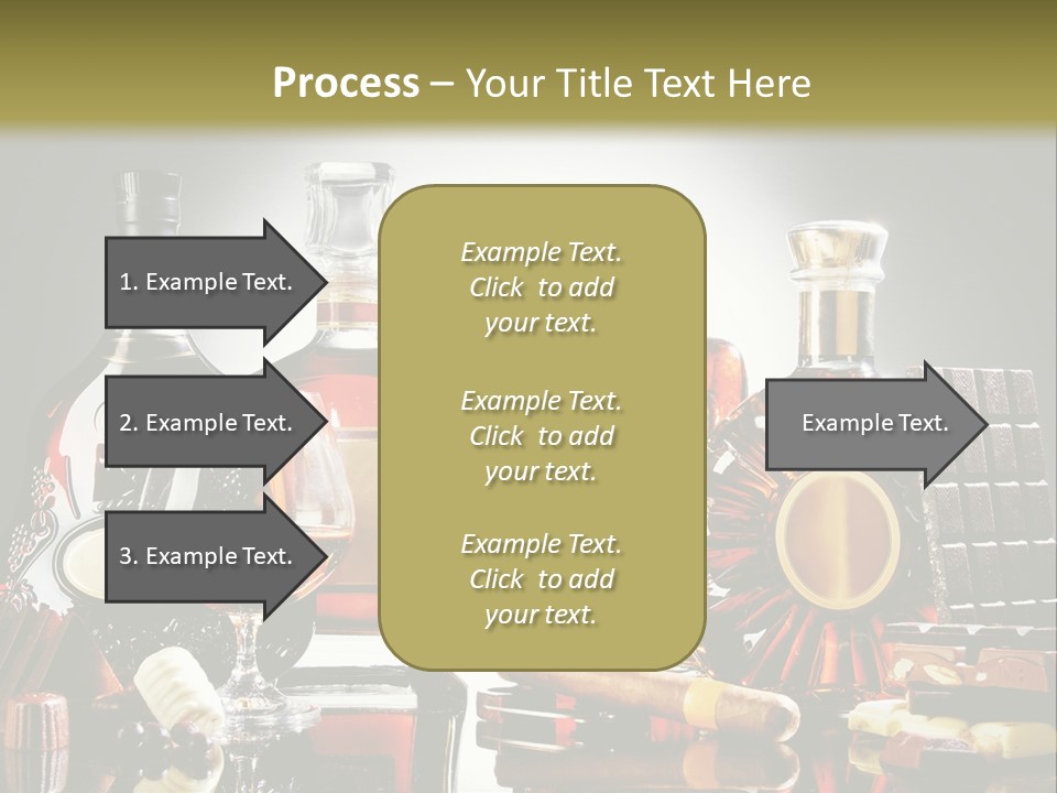 A Group Of Liquor Bottles And A Glass On A Table PowerPoint Template