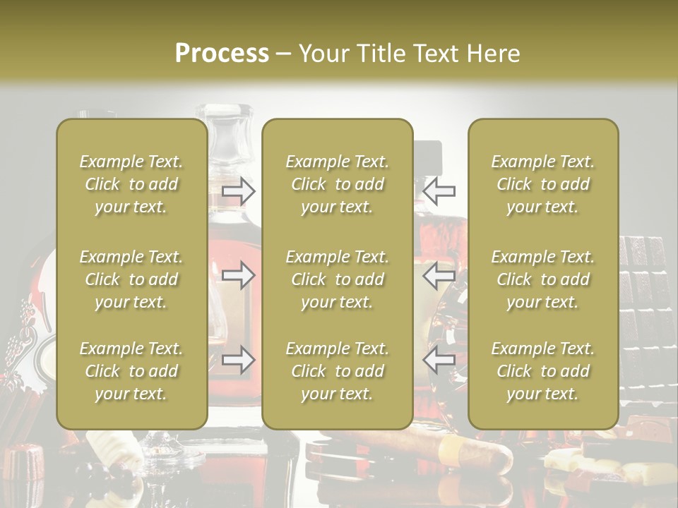 A Group Of Liquor Bottles And A Glass On A Table PowerPoint Template