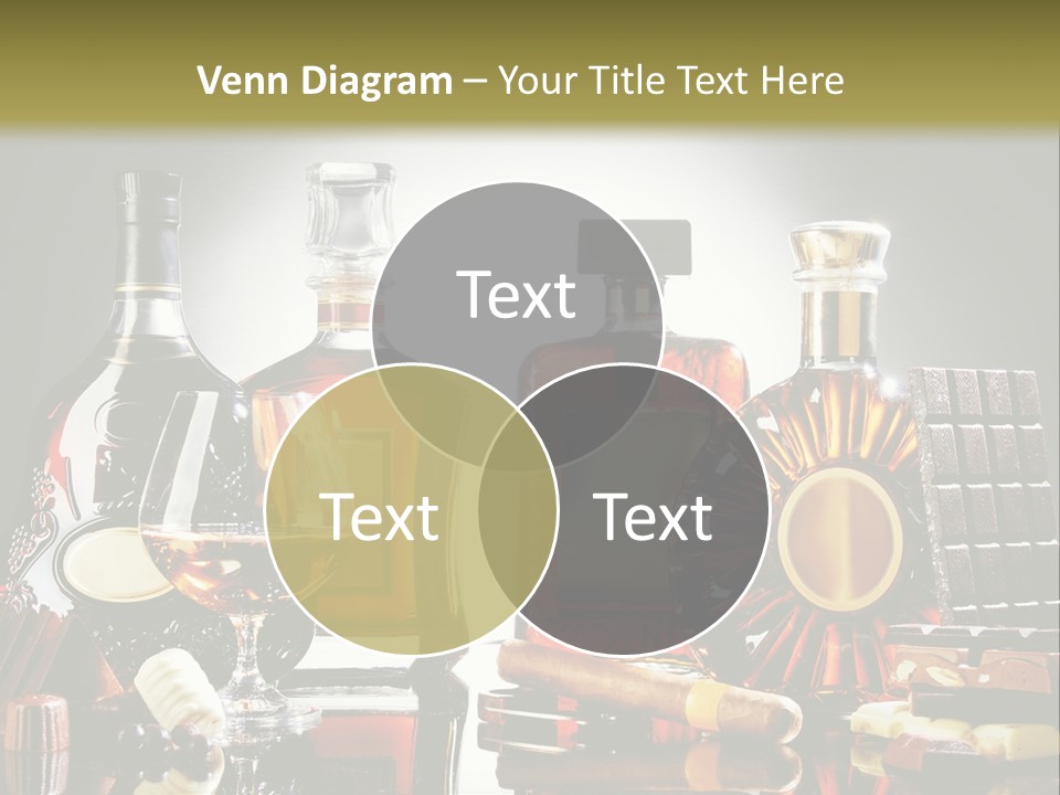 A Group Of Liquor Bottles And A Glass On A Table PowerPoint Template