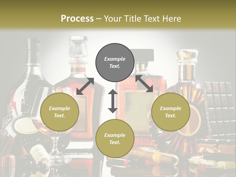 A Group Of Liquor Bottles And A Glass On A Table PowerPoint Template
