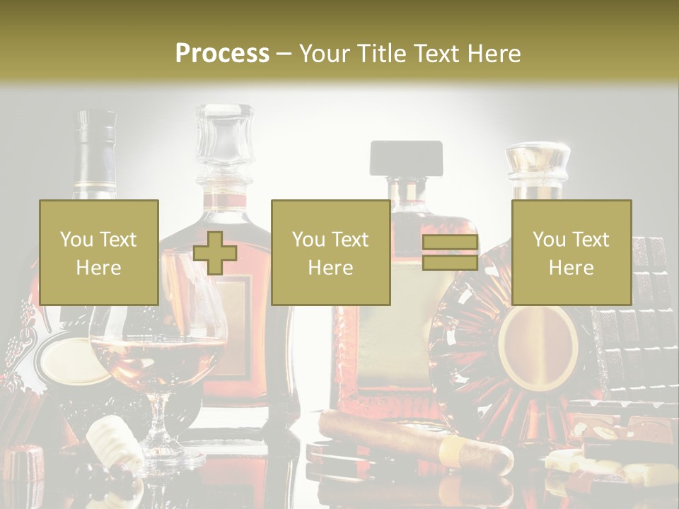 A Group Of Liquor Bottles And A Glass On A Table PowerPoint Template