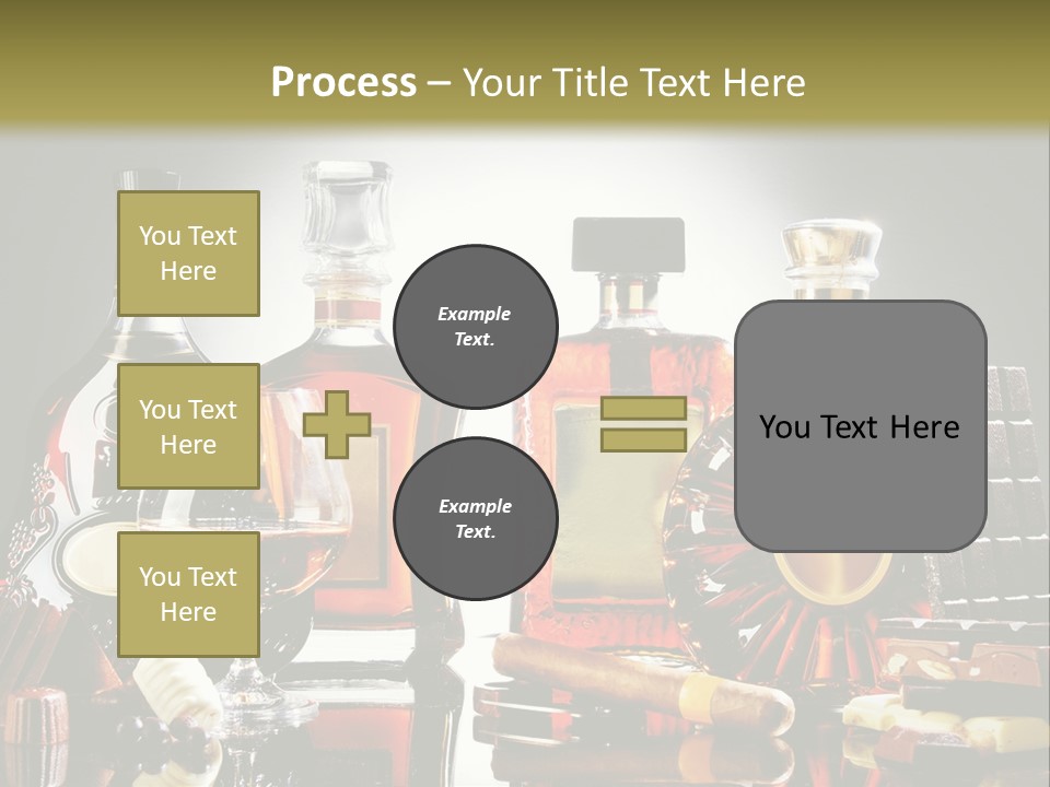 A Group Of Liquor Bottles And A Glass On A Table PowerPoint Template