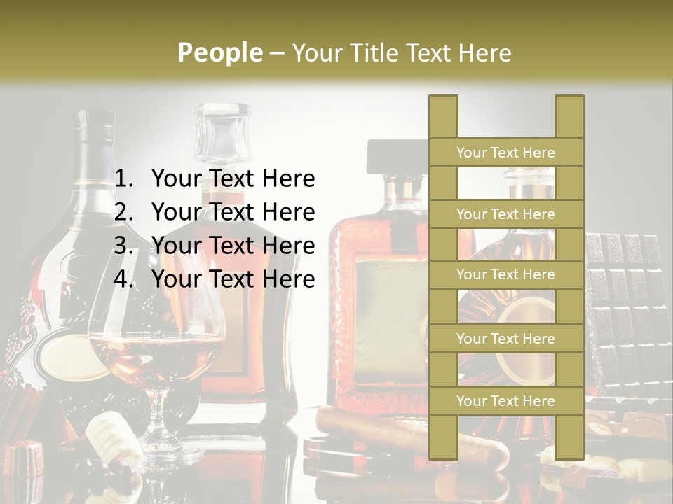 A Group Of Liquor Bottles And A Glass On A Table PowerPoint Template