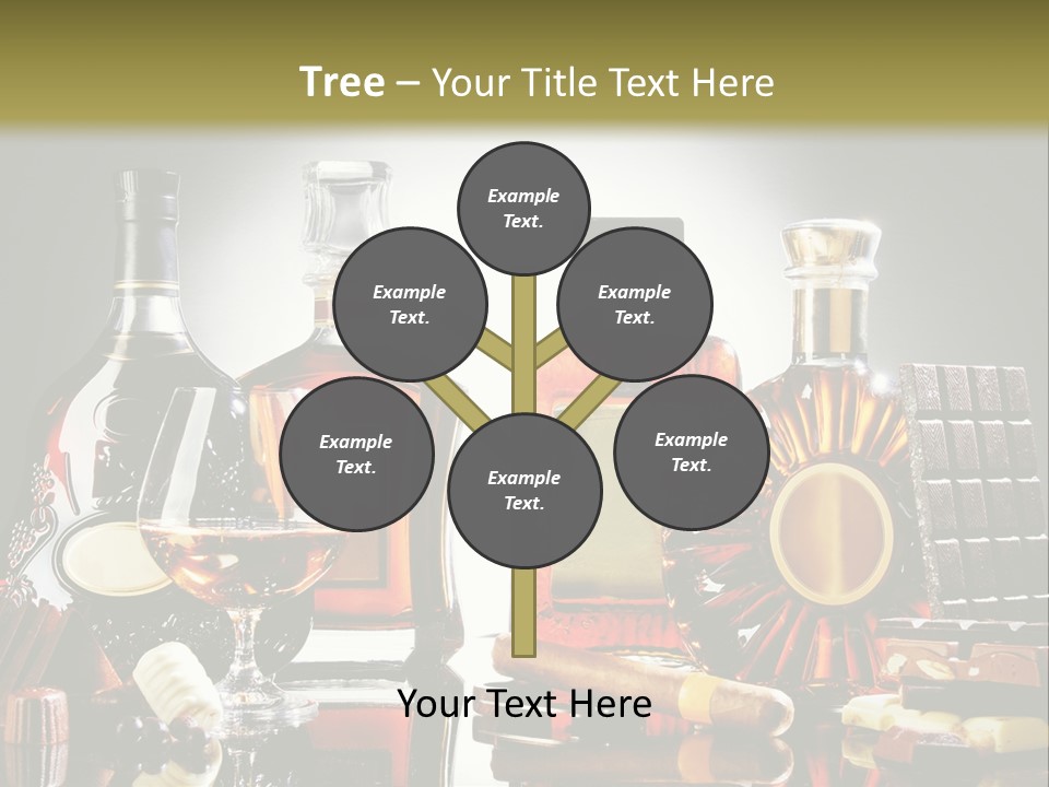 A Group Of Liquor Bottles And A Glass On A Table PowerPoint Template