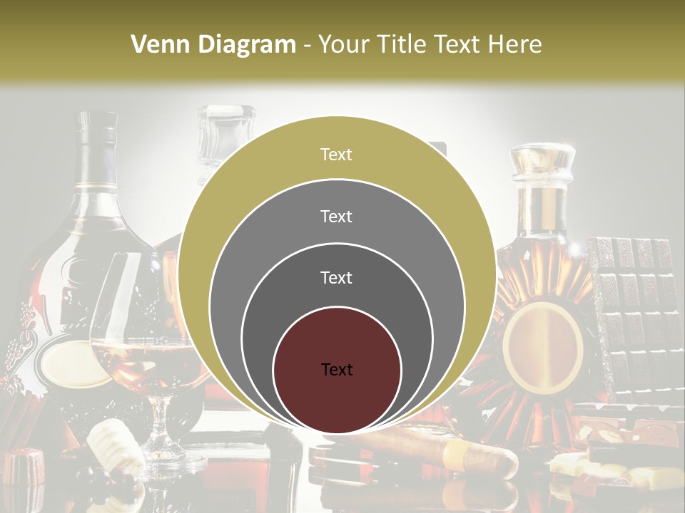 A Group Of Liquor Bottles And A Glass On A Table PowerPoint Template