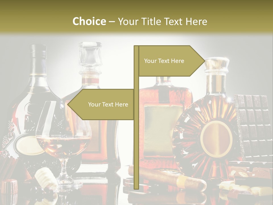 A Group Of Liquor Bottles And A Glass On A Table PowerPoint Template