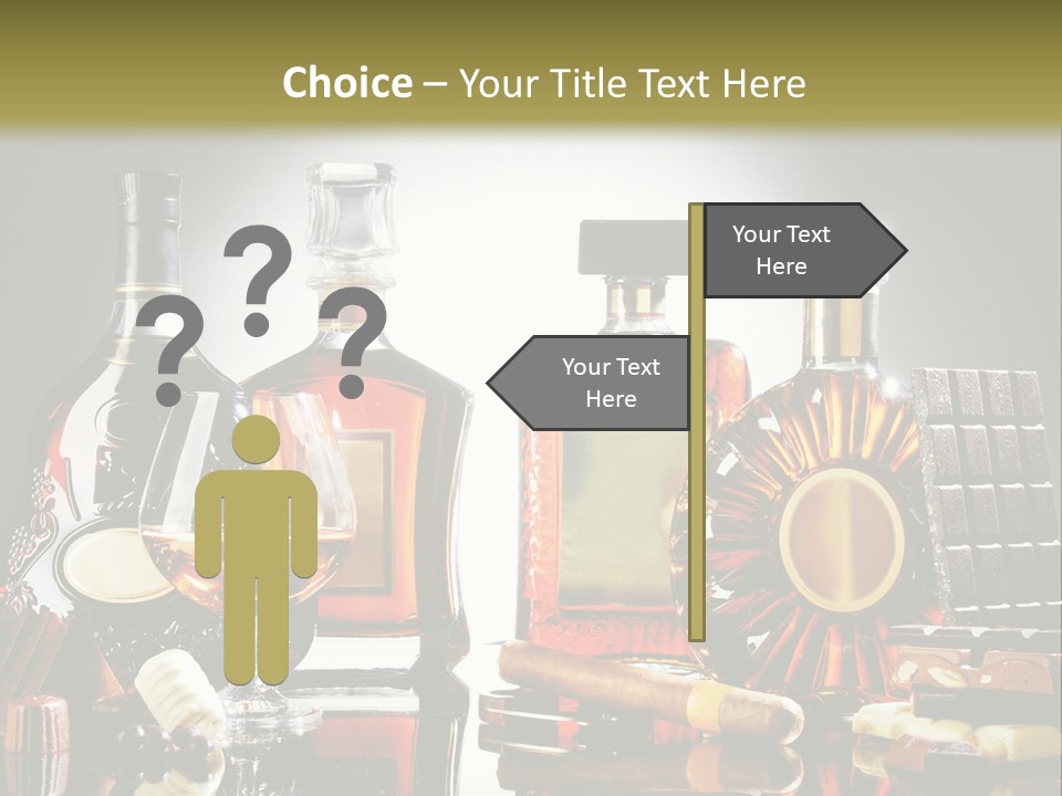 A Group Of Liquor Bottles And A Glass On A Table PowerPoint Template
