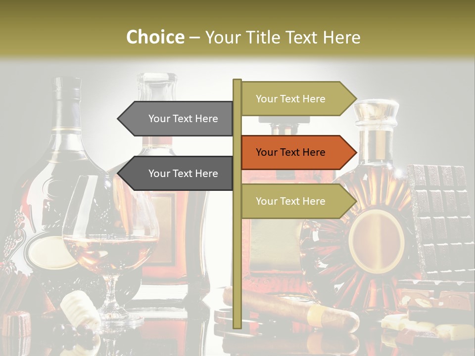 A Group Of Liquor Bottles And A Glass On A Table PowerPoint Template
