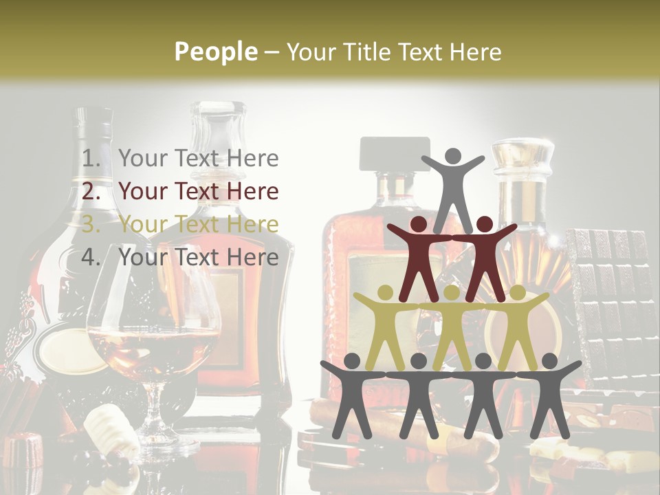 A Group Of Liquor Bottles And A Glass On A Table PowerPoint Template