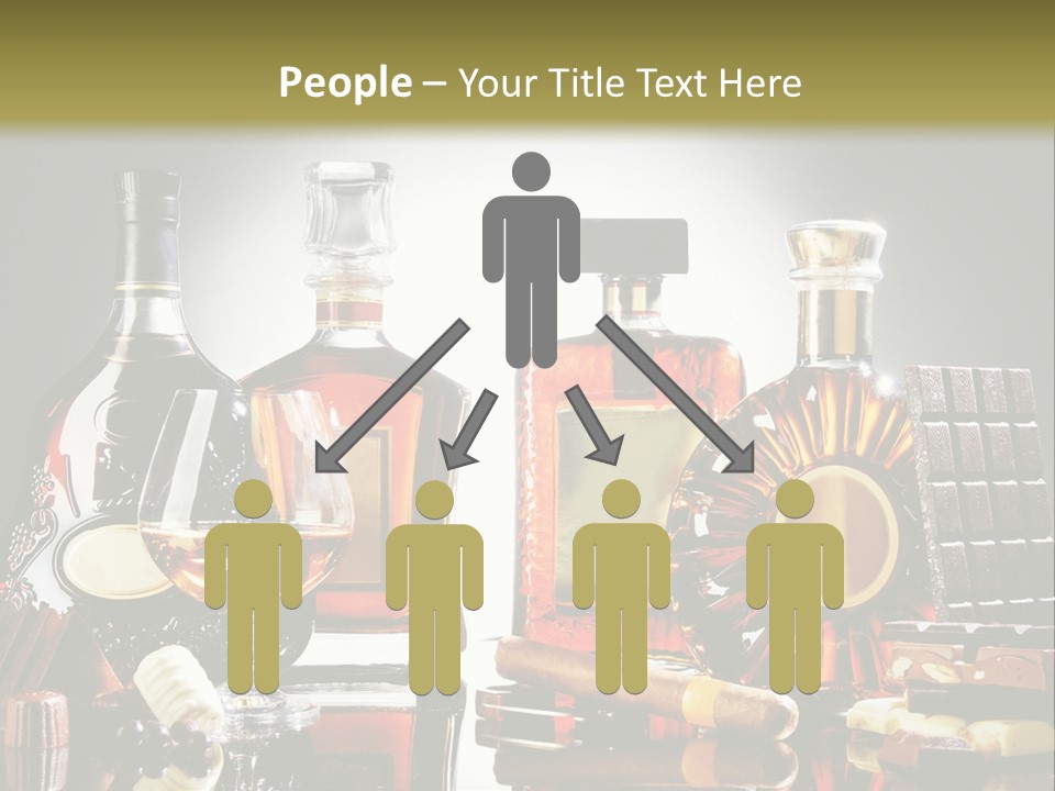 A Group Of Liquor Bottles And A Glass On A Table PowerPoint Template