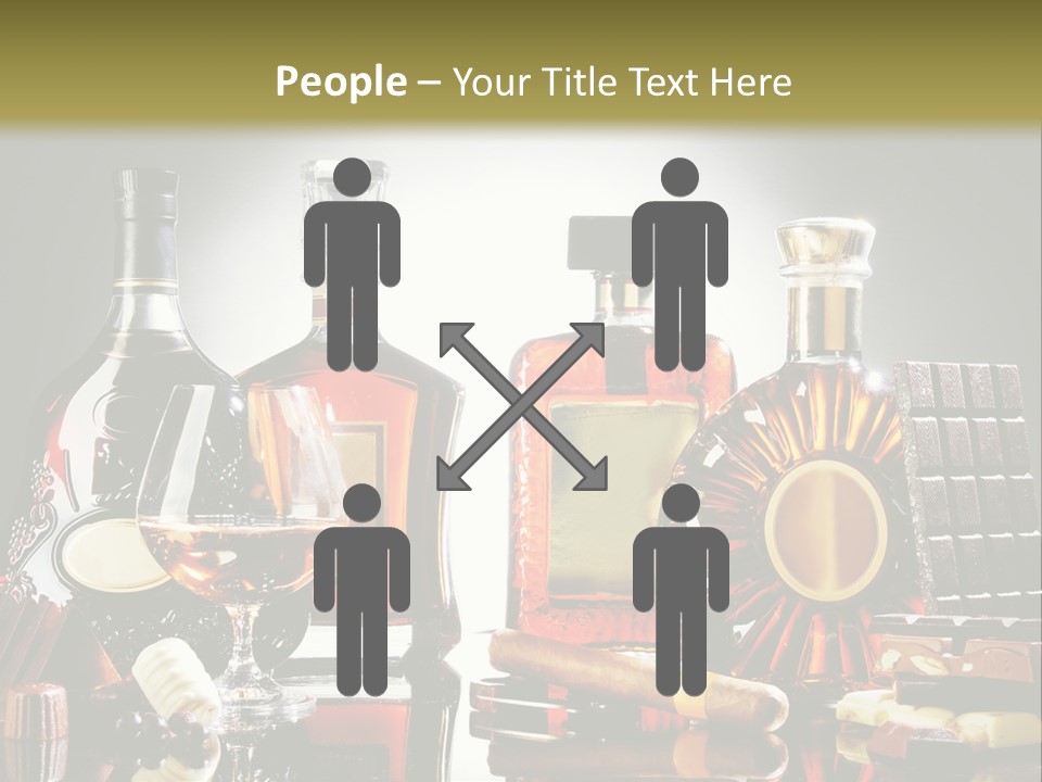 A Group Of Liquor Bottles And A Glass On A Table PowerPoint Template