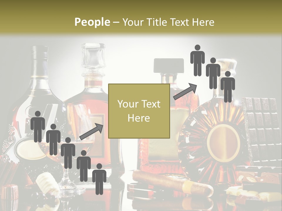 A Group Of Liquor Bottles And A Glass On A Table PowerPoint Template