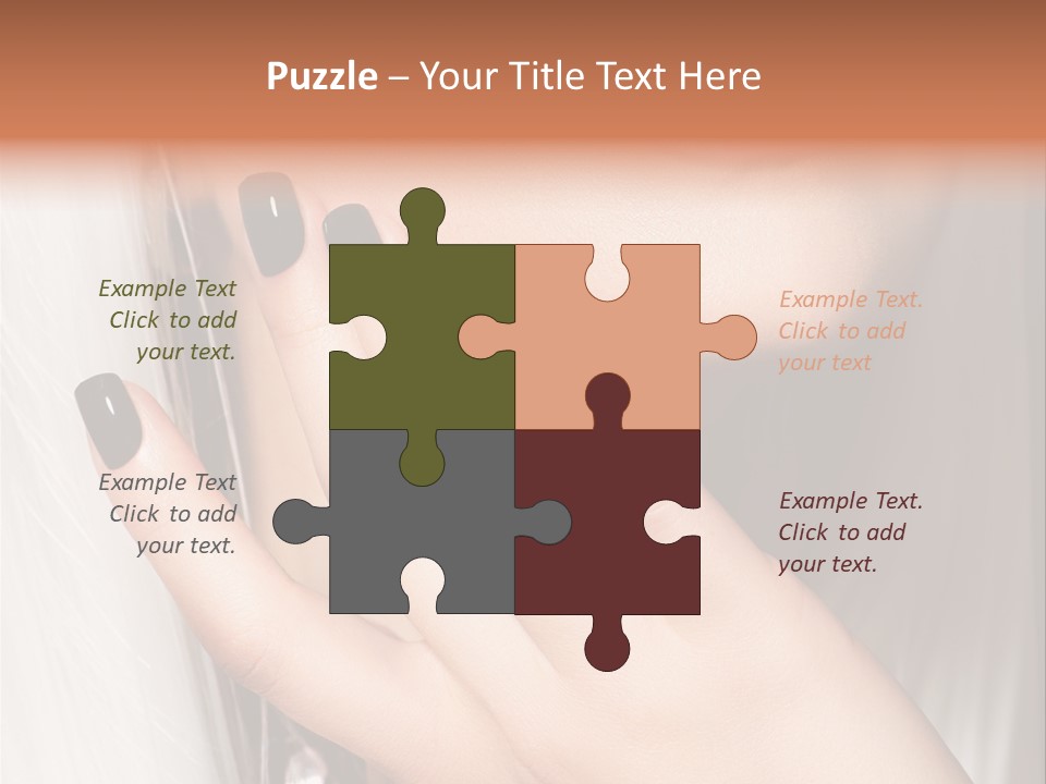 A Woman With Black Nail Polish Holding Her Hand Up To Her Face PowerPoint Template