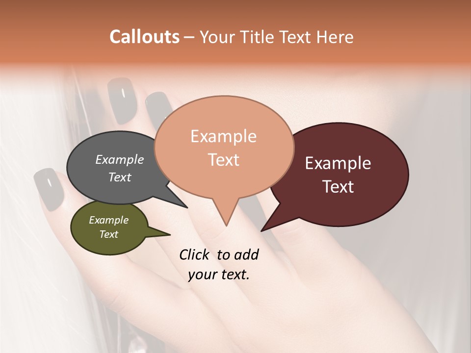 A Woman With Black Nail Polish Holding Her Hand Up To Her Face PowerPoint Template